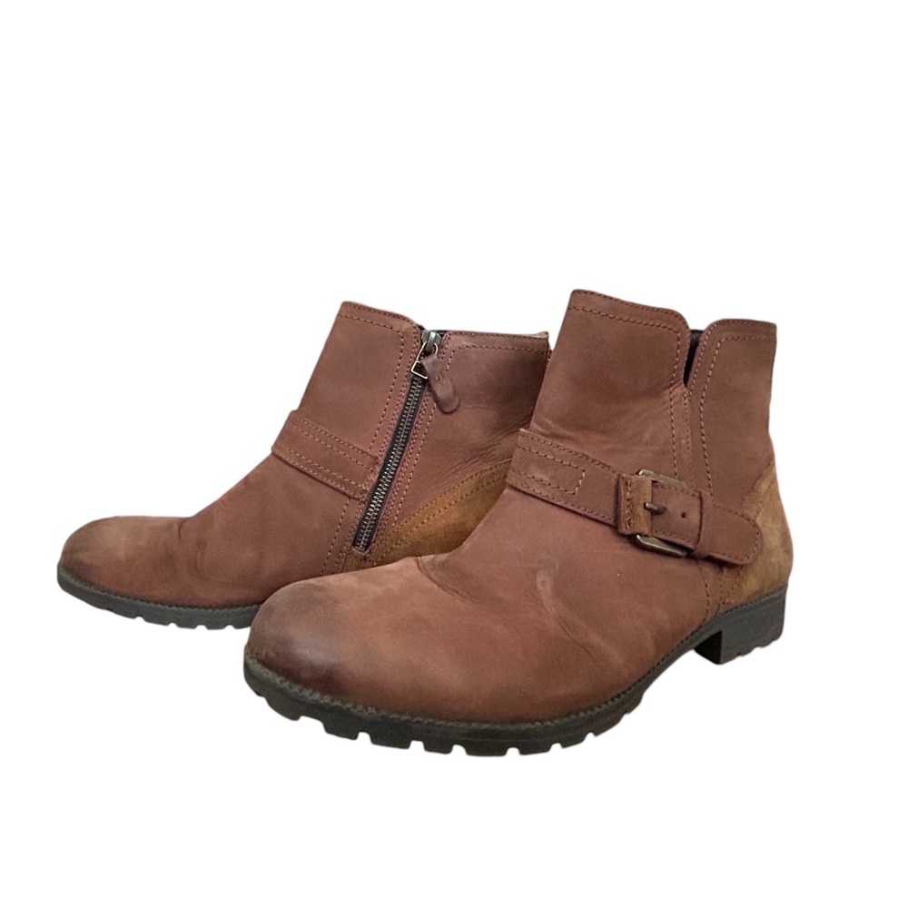 HOTTER 'Lotty' Brown Leather & Suede Ankle Boots Sz. US 9